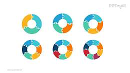 6组拼图空心圆循环关系逻辑图PPT模板