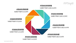 8个彩色拼图组成的八边形循环关系逻辑图PPT模板