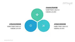 3部分蓝色花朵并列关系逻辑图PPT模板