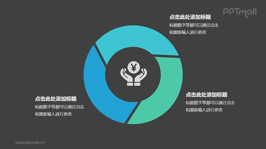 金融系列蓝色三部分循环关系逻辑图表