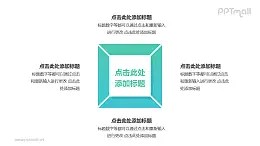 4部分绿色梯形组成的三角形循环关系逻辑图PPT模板