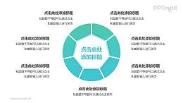 中间为七边形的空心圆7部分并列关系逻辑图PPT模板