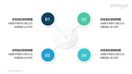 4个圆形图总分关系并列关系逻辑图PPT模板