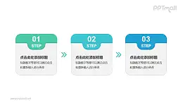 3个立体质感四边形卡片递进关系PPT模板