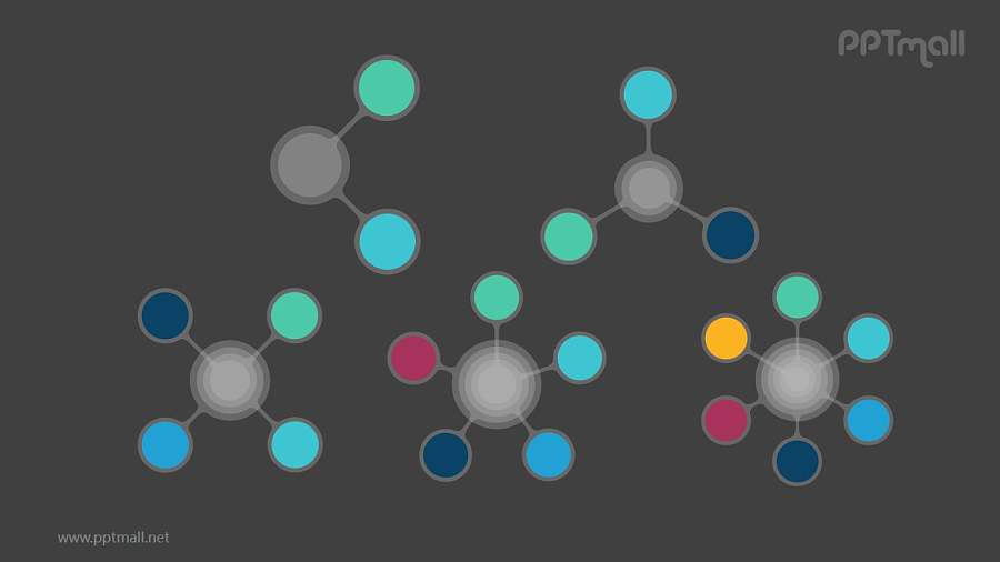 5种圆形图片连接的并列关系逻辑图PPT模板