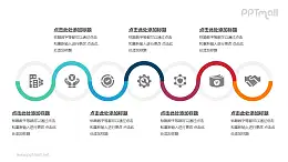 彩色的线条组成的圆环递进关系PPT模板