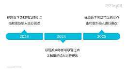 3个蓝色的气泡框组成的时间轴递进关系PPT模板