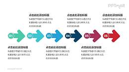 6个带序号的箭头依次连接递进关系PPT模板
