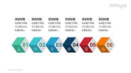 6个带序号的彩色立体方块递进关系PPT模板