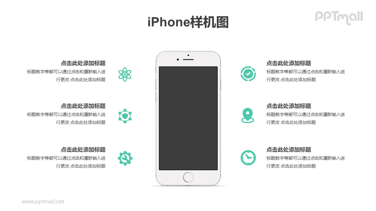 蘋(píng)果iPhone6/7/6S/7S Plus手機(jī)屏幕樣機(jī)PPT模板素材下載