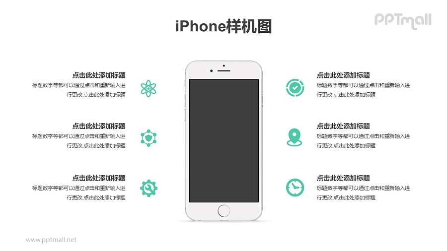 苹果iPhone6/7/6S/7S Plus手机屏幕样机PPT模板素材下载
