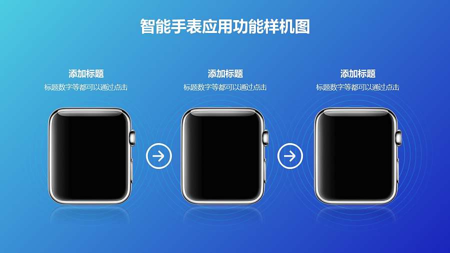 3台apple watch递进关系的样机PPT素材模板下载