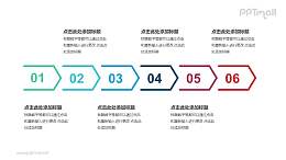 6个依次连接的彩色箭头递进关系PPT模板