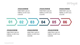 6个依次连接的彩色箭头递进关系PPT模板