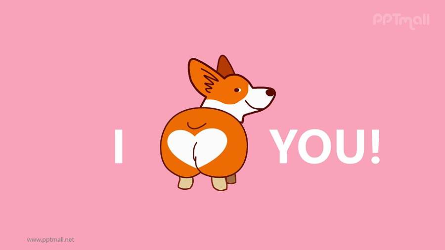 情人节摆动的柯基PPT动画模板素材下载