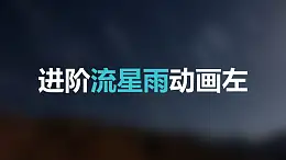 蓝色星空流星从左上方进入标题下方光点左侧进入PPT动画模板素材下载