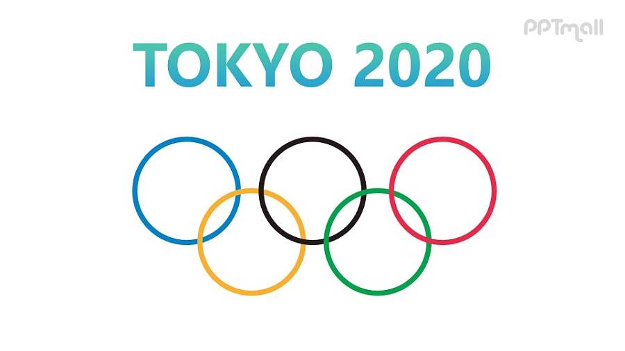 片头动画2020东京奥运会奥运五环PPT动画模板素材下载