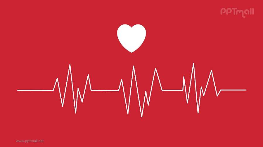 跳动的爱心心电图PPT动画模板素材下载