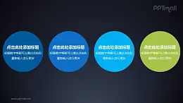 四个圆形的彩色文本框按照顺序依次进入PPT动画模板素材下载