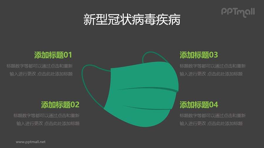 矢量医用绿色口罩COVID-19新型冠状病毒PPT图示素材下载