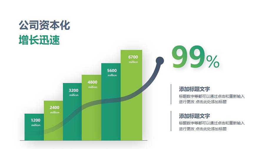 双色带上升箭头的柱状图PPT素材模板