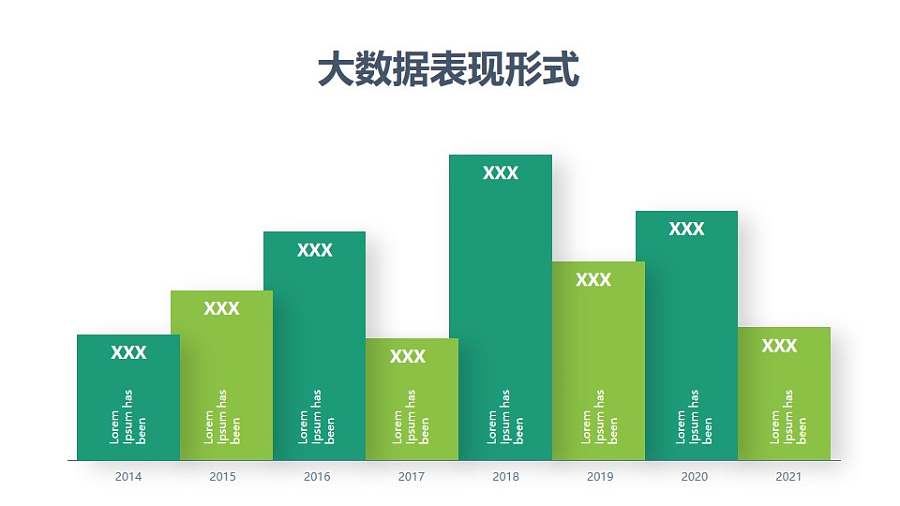 多文字大宽度柱状图PPT素材模板