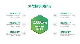 六边形微立体绿色总分关系PPT图示下载