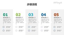 5部分内容组成的多文字时间轴PPT素材模板