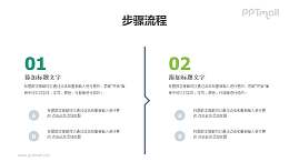 2部分带递进箭头的多文字时间轴PPT素材模板