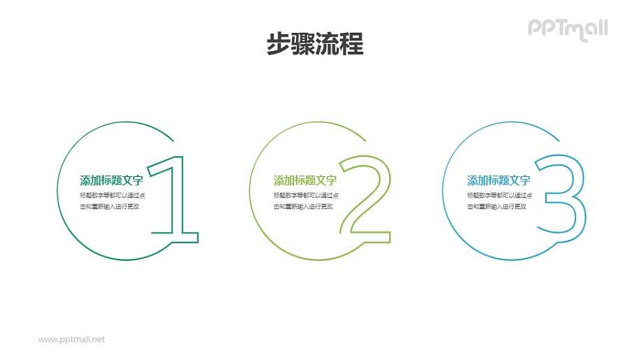 3个并列关系的圆形线条数字目录导航PPT素材