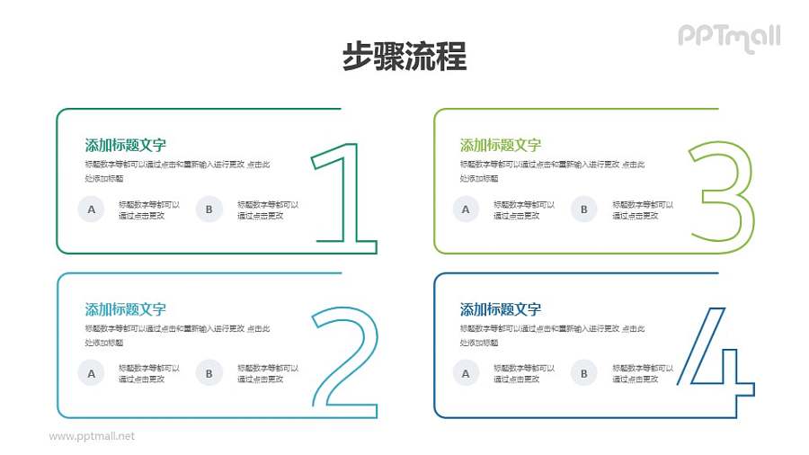 4个并列关系的圆角矩形线条数字目录导航PPT素材