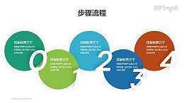 5个错落有致的半圆+数字组成的目录导航PPT素材模板