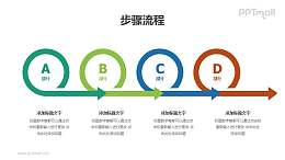 4個(gè)帶箭頭的圓圈遞進(jìn)關(guān)系圖示PPT素材模板下載