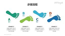 4个向前走的脚印PPT图示素材
