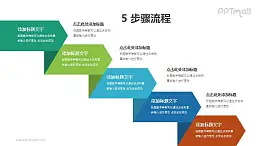 五个向下递进的折纸创意PPT图示素材下载