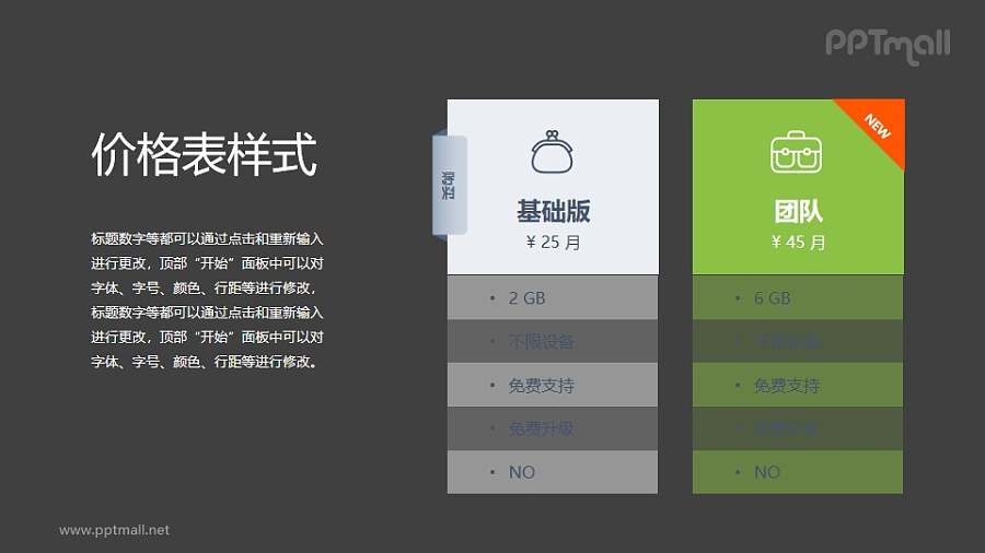 2部分对比表格PPT素材模板下载