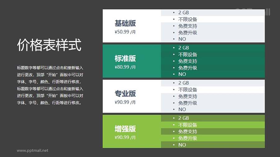 4部分进阶PPT表格模板下载