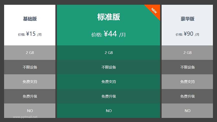 基础版+标准版（突出）+豪华3PPT表格模板下载