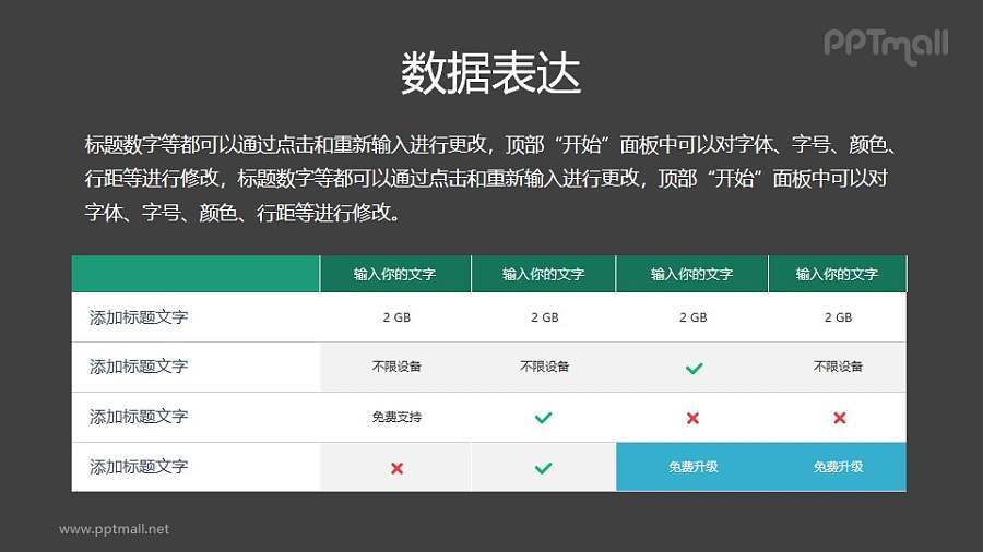 图表+文字排版PPT素材模板下载