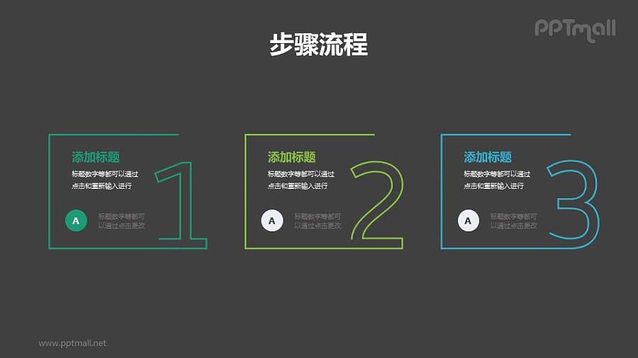 3个并列关系的线条数字目录导航PPT素材