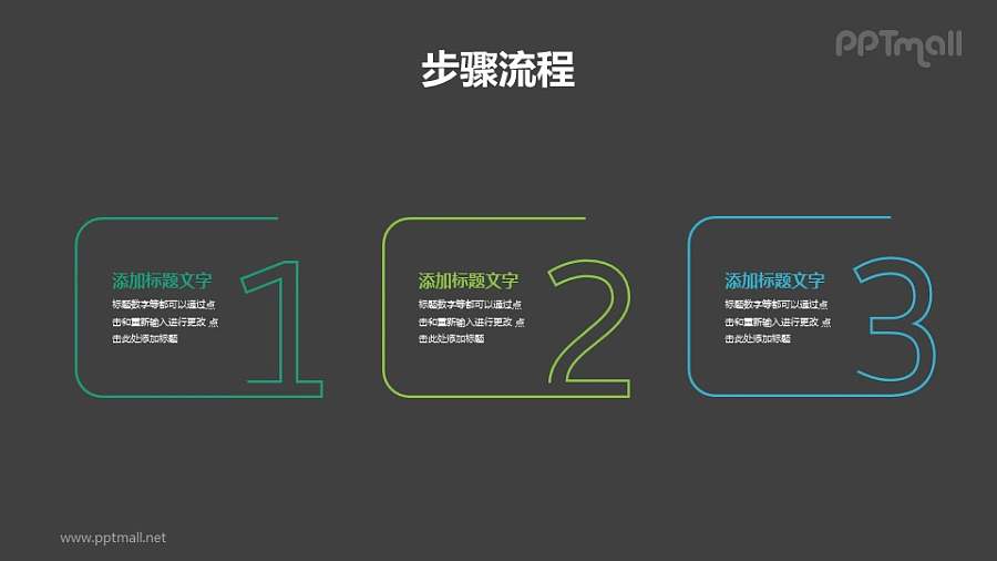 3个并列关系的圆角线条数字目录导航PPT素材