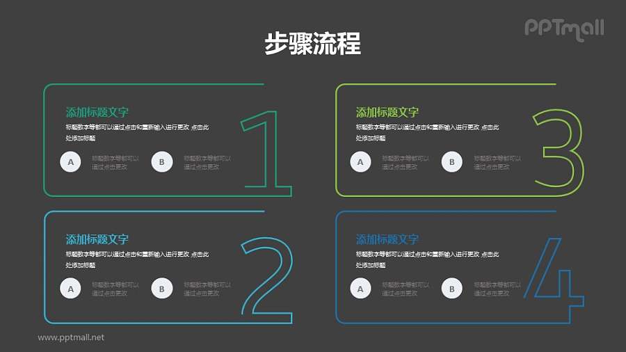 4个并列关系的圆角矩形线条数字目录导航PPT素材