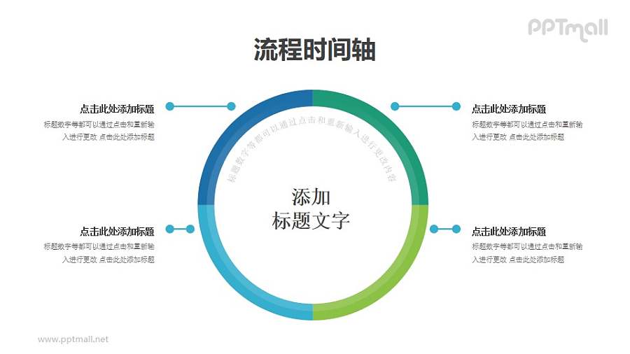 4要点圆形环绕并列关系PPT图示素材下载