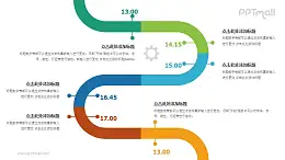 6部分上下螺旋狀時間軸PPT素材模板下載