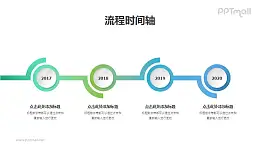 4部分花托形状的递进时间轴PPT图示素材模板
