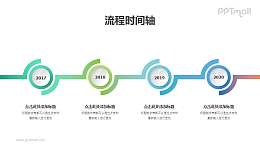 花型别致的时间轴PPT图示素材模板