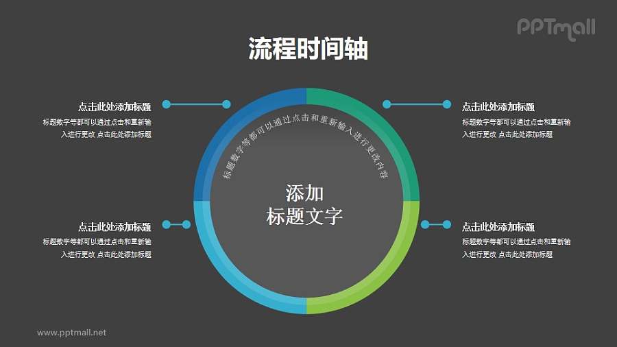4要点圆形环绕并列关系PPT图示素材下载