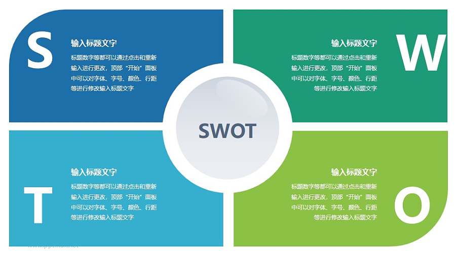 方形SWOT分析模型PPT素材下载