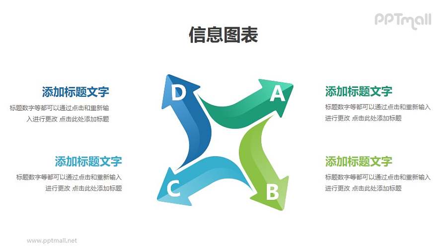 分散箭头并列关系分析模型PPT素材下载