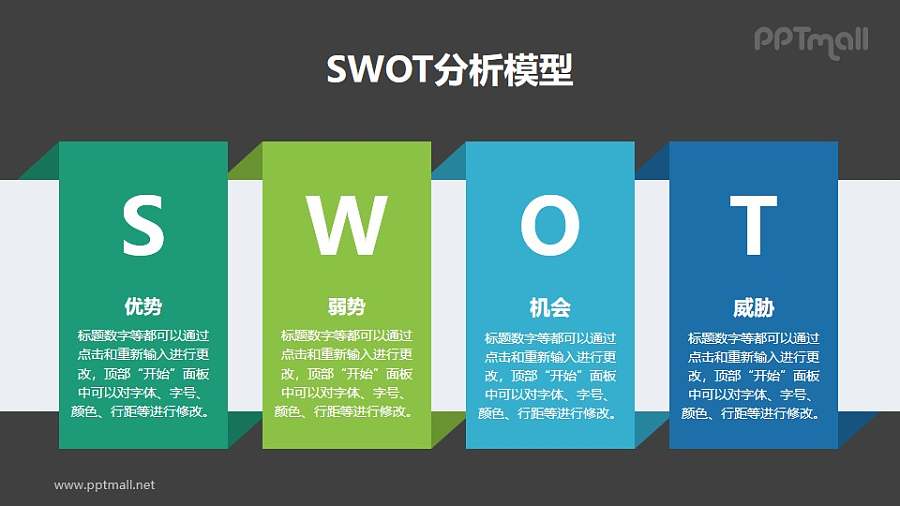 立体感SWOT分析模型PPT素材下载
